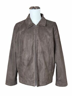 Emporio Roma Milano Italy Dark Brown Suede Bomber Jacket - Size Large